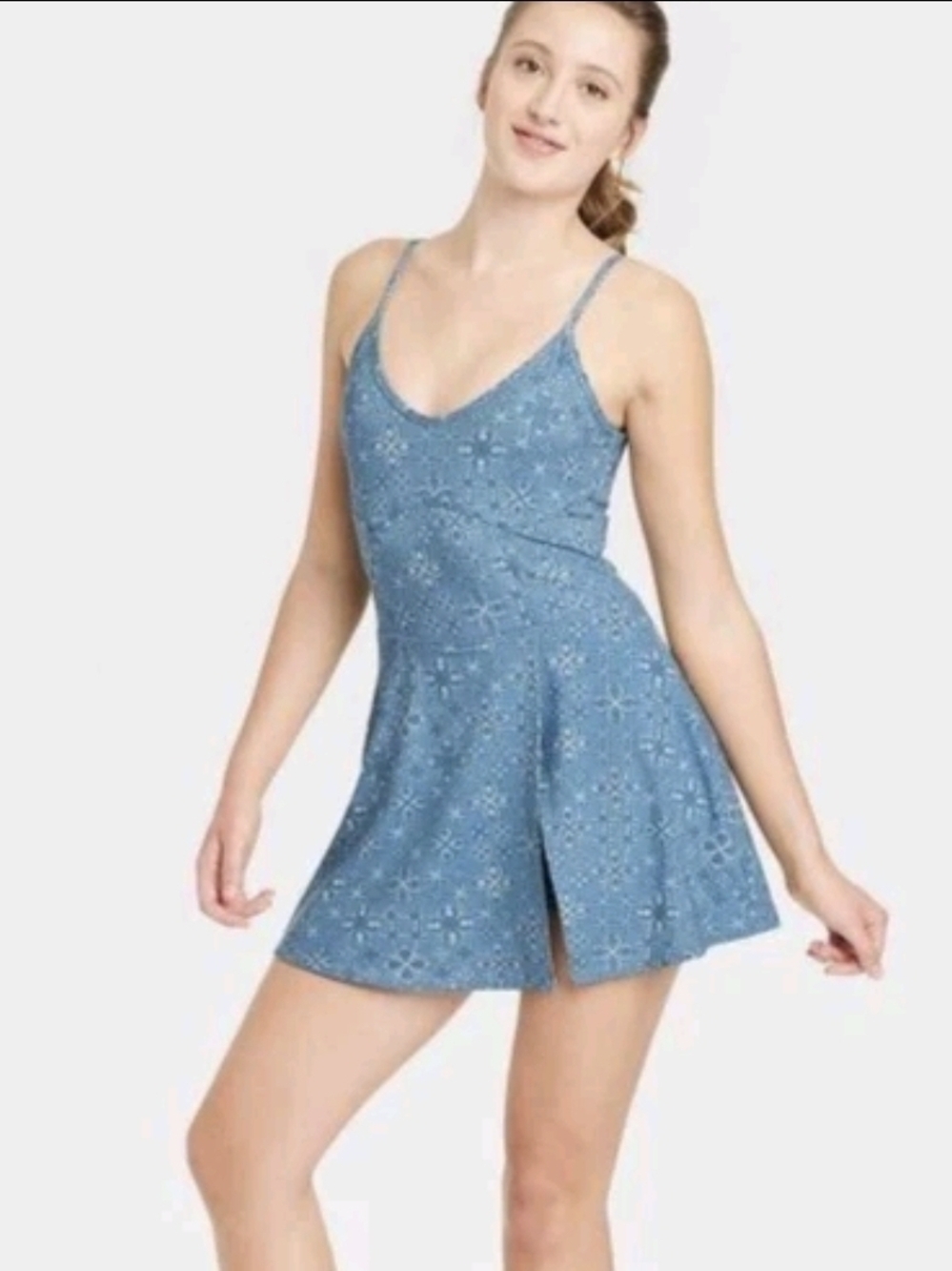 JoyLab Faux-Denim Romper #0220